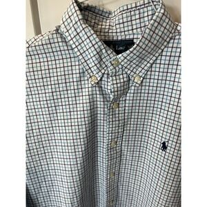Polo Ralph Lauren Shirt Mens L Plaid Blue Classic Pony Excellent